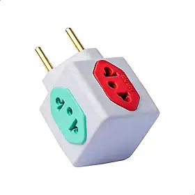 Adaptador de Tomada Múltiplo com 3 Entradas, 10A/20A, Formato Cubo, Padrão Brasileiro 3 Pinos