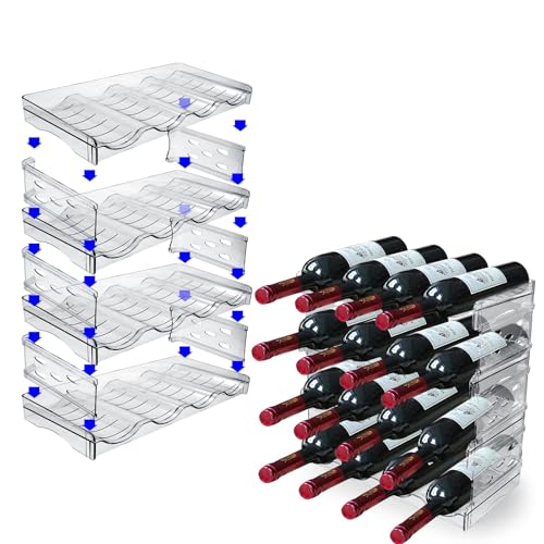 Range bouteille frigo empilable en plastique pour 16 bouteilles de vin