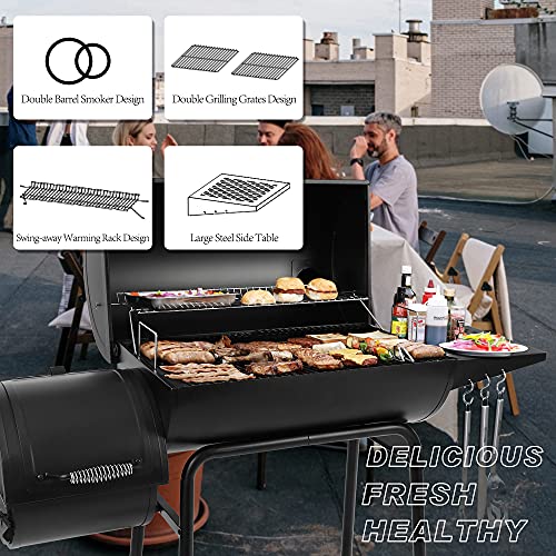 Royal Gourmet Cc1830R 30-Inch Barrel Charcoal Grill With Offset Smoker, 811 Square Inches Cooking Area In Total For Outdoor Garden Patio And Backyard Cooking, Black #TOP4