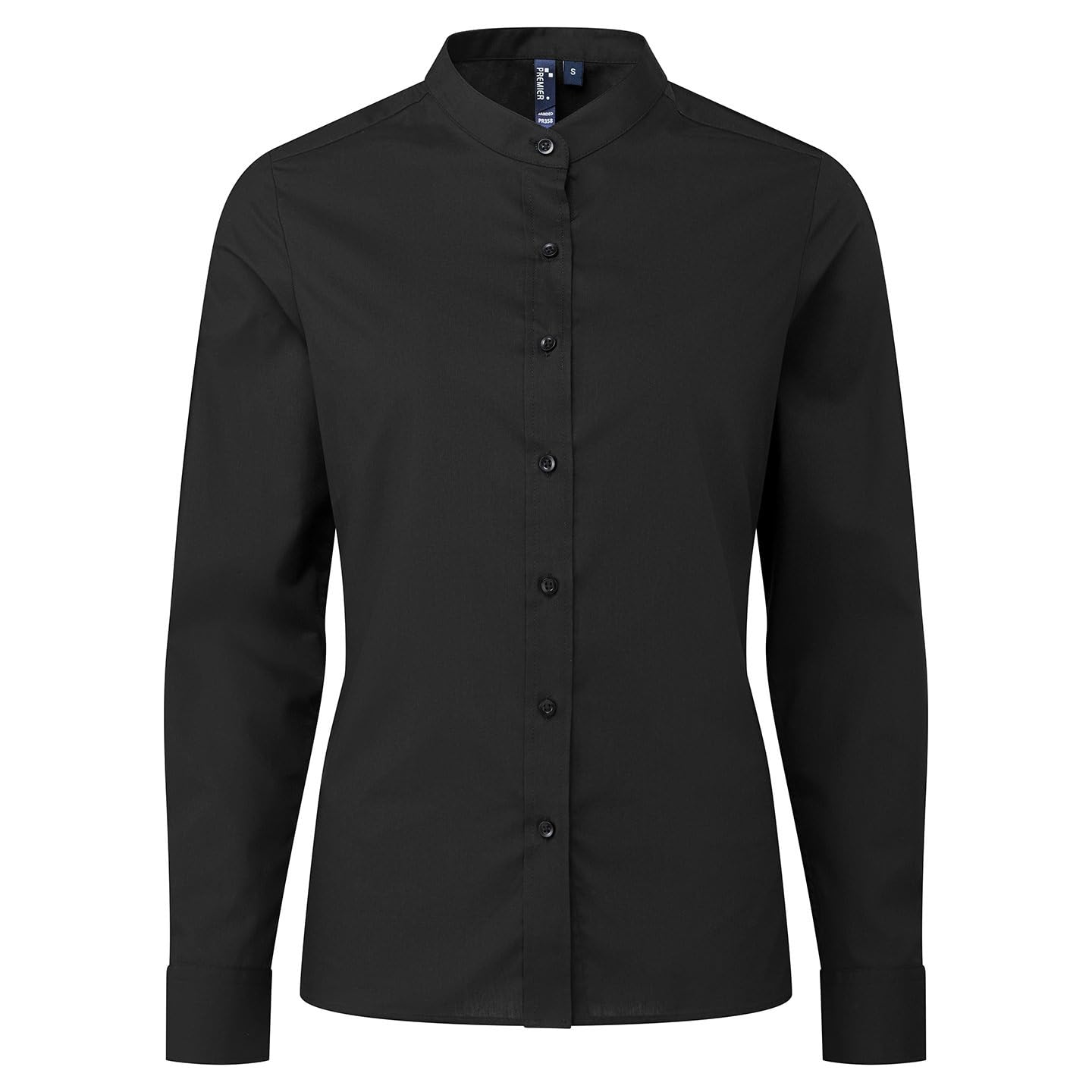 Premier Womens/Ladies Grandad Collar Formal Shirt (XS) (Black)