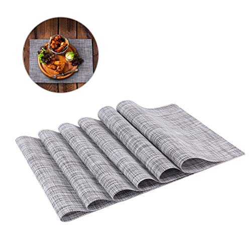 Cabilock 6 peças de tapetes de mesa de PVC resistentes ao calor para mesa de jantar, tapetes de mesa