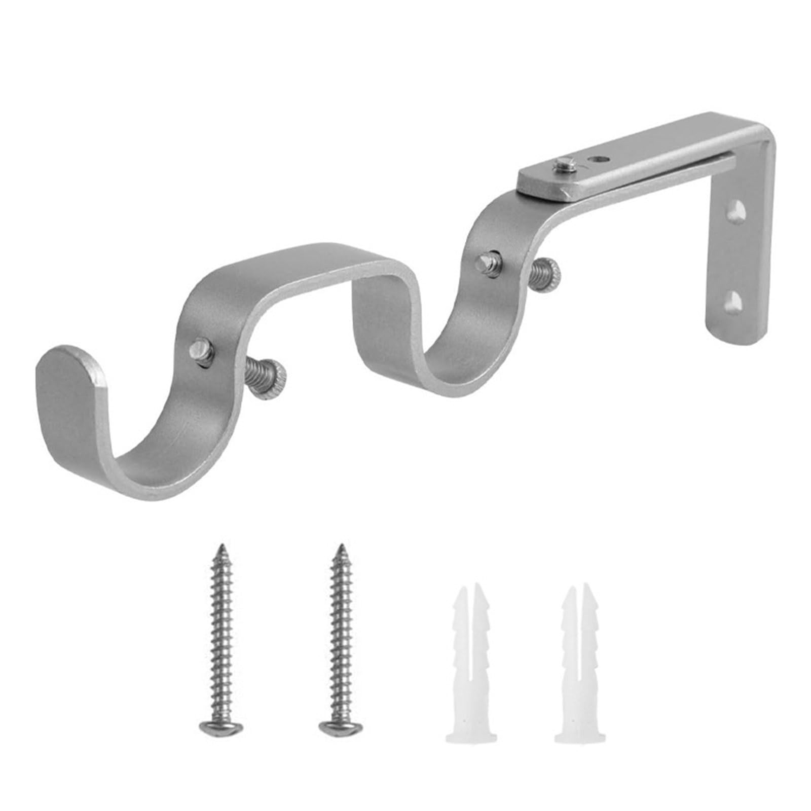 Shyyoulqe Silver Rod Curtain 25Mm Adjustable Mounting Hardware With Reinforced Iron Frame For Home Iron Roman Curtain Rod Brackets