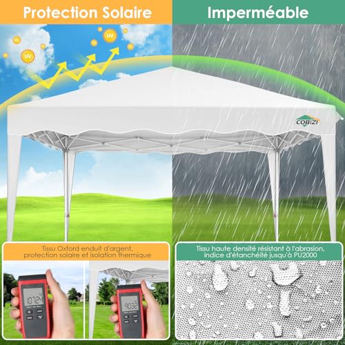 Image of COBIZI 9x9 Pop Up, Canopy Tent 10x10 for Parties, Backyard, Commercial, Waterproof and Portable Instant Shelter UV50+ Outdoor Canopy Gazebo