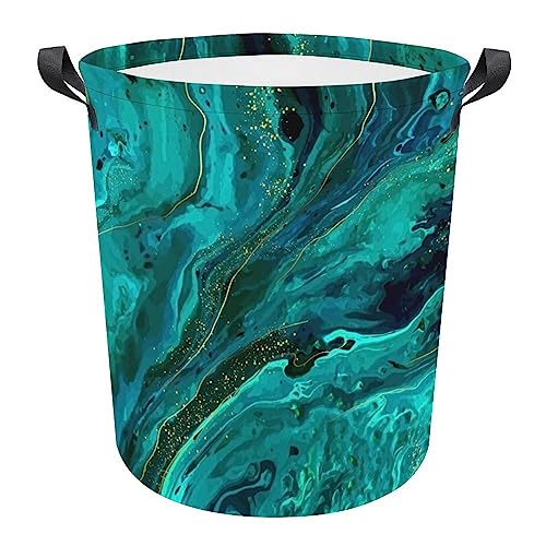 Ronda Cestos Para La Colada Green Gold Marble Ronda Cubo Ropa Sucia Colorido Ronda Cesta Ropa Sucia Almacenaje Ronda Cesta De Lavadero Para Ropa Sucia Baño Almacenaje De Ropa 34x42cm