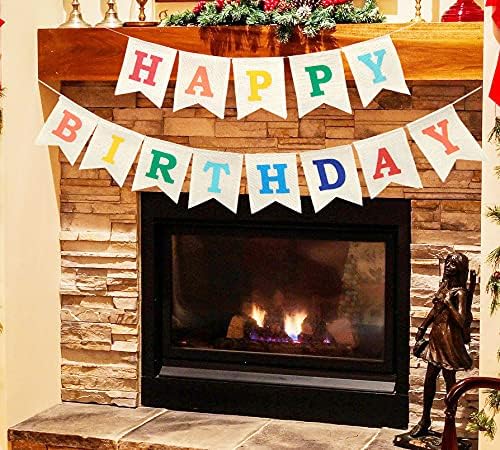 Miniatura 6 de Colorida pancarta de arpillera de feliz cumpleaños, decoraciones de fiesta de cumpleaños duraderas ensambladas para mujeres y niñas