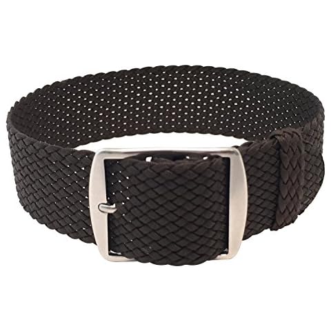 Wrist And Style Perlon Watch Strap (22mm, Dark Brown) Cover