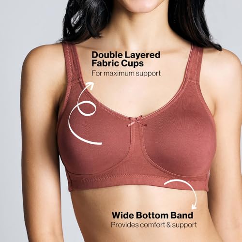Image of NYKD NYB105 Wirefree Cotton No Sweat Breast Seperating Non-Padded Full Coverage Bra for Women (Available in Plus Size)
