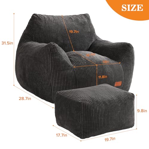 Vellorise Big Bean Bag Chair for Adults, Ultra Soft BeanBag for Living Room