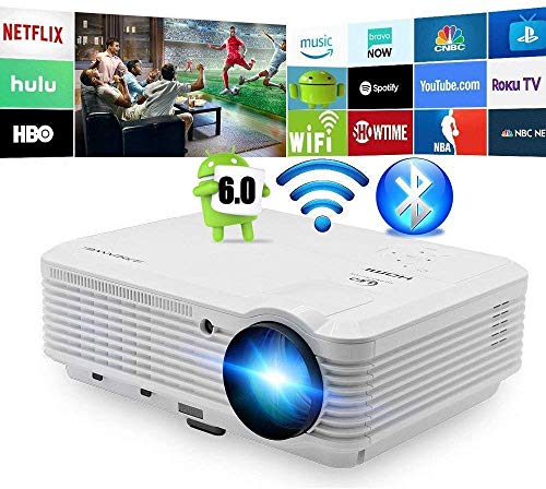 Bluetooth Inalámbrico LED Proyector 4500 Lumens Android Proyector Bluetooth HDMI Smart Wifi HD WXGA Proyectores Airplay Miracast LCD 1080P Proyector Wifi Bluetooth HDMI USB VGA Audio AV