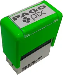 CARIMBOS AUTOMÁTICOS PAGO PIX - MEDIDA 38x14MM - VERDE LIMÃO