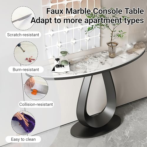 Mesa consola moderna de mármol y base de metal para salón 4