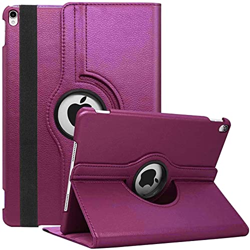 Image of 360 Degree Rotating Smart Leather Case Cover with Auto Wake Up /Sleep Feature for Apple iPad Pro 10.5 inch 2017 Case, iPad Air 3 (3rd Gen) 10.5 inch 2019 Case (Purple)