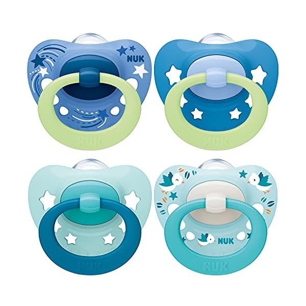 NUK Signature Schnuller 4er Set | 2x Signature & 2x Signature Night mit Leuchteffekt | Silikon | 0-6 Monate…