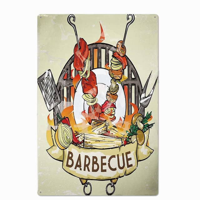 ABCDEFG - Targhe in metallo – 4 pezzi – bbq Dad's Zone barbecue – Sign in | Segni per bar casa – segno grotta uomo | Insegne in metallo vintage UK | Insegne in metallo retrò e divertenti