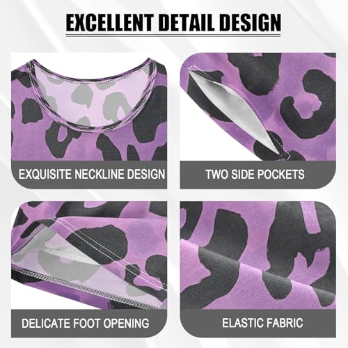 ALAZA Leopard Print Black Color Pajamas Set Short Sleeve Cotton Sleepwear Summer Pjs 2 Piece 5-14Y4