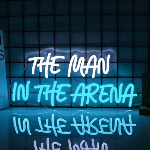 Image of Neon Sign, Pkshfja The Man Dimmable LED Neon Signs for Wall Decor, White & Blue Inspirational Light up Bar Signs for Man Cave, Gym, Office, Business & Game Room Decor - USB Powered