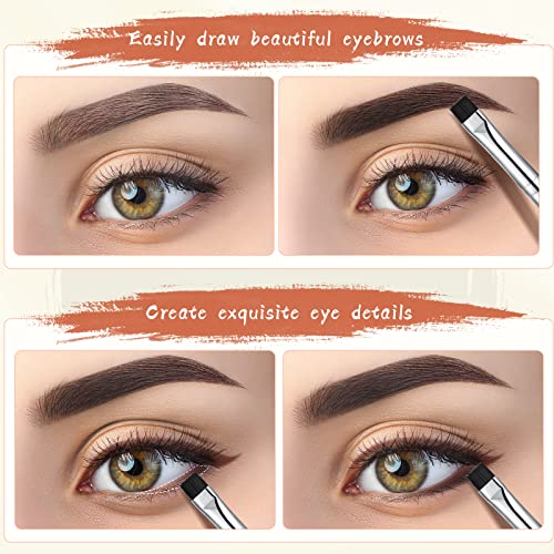 3 Pcs Eyebrow Brush Fine Angled Brush Flat Angled Eyeliner Brush Pro Precision Gel Eyeshadow Makeup Brush Ultra Thin Flat Angle Quality Synthetic Bristles #TOP2