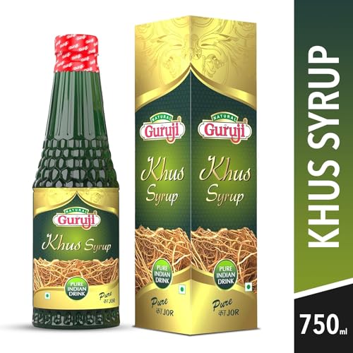 Image of Jai Guruji Khus Syrup Sharbat Instant Refreshing Drink For Summer (Mix with Water or Soda) - 750ML