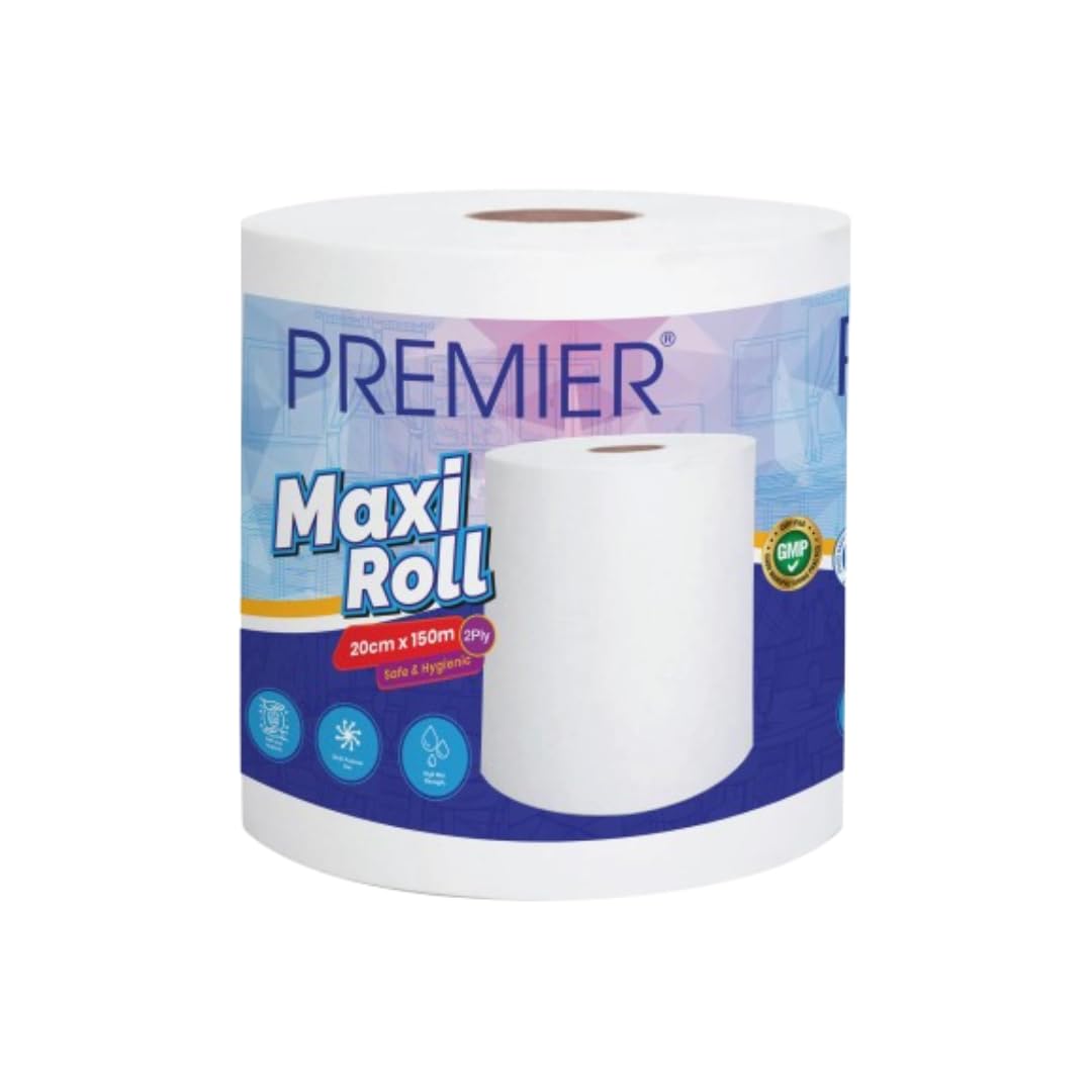 Premier Maxi Roll Tissue Papers - Pack of 1 | Multipurpose Disposable Paper Napkins | 15 GSM 2-Ply, 60 Pulls Per Pack | Gentle & Hygienic Tissues for Home, Office & Travelling-image-4
