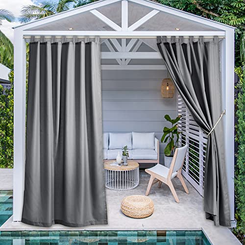 PONY DANCE Rideau pour Pergola - Rideaux d'Extérieur Waterproof Lumière Bloquer Isolant avec Pattes Réglable Décoration pour Terrasse Tonnelle, L 140 x H...