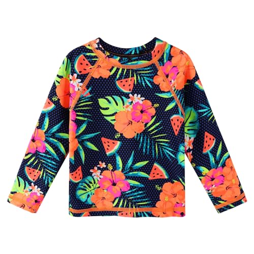 Image of XFGIRLS Girls 2-Piece Swimsuit Long Sleeve Rash Guard Set Toddler 6M-8Y | UPF 50+ blocks 98% UV, Quick-dry, Easy on /off, Bright colors stand out, Machine wash, Breathable, Beach, swim, water park