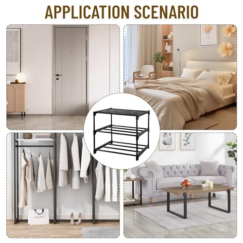 Vasmeiy Schuhregal Schmal 3 Ebenen Schuhregal Platzsparend Stapelbar Shoe Rack mit Anti-Rost-Beschichtung Schuhablage Schwarz klein, fur Flure, Wohnzimmer, Schlafzimmer