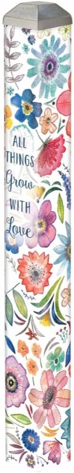 Studio M Grow with Love 16" Mini Art Pole Small Decorative Indoor/Outdoor Garden Post, Great Gift, Stake Included for Easy Installation, No Digging - Made in The USA
