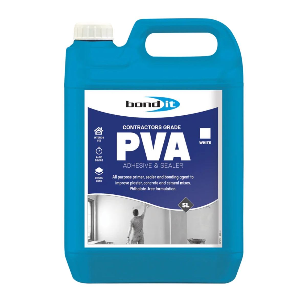 Bond It Contractors Pva Adhesive & Sealer – 5L | Multi-Purpose Primer – Sealer & Bonding Agent | Improves Plaster – Cement & Concrete Mixes | High Bond Strength – Quick Drying – Phthalate-Free