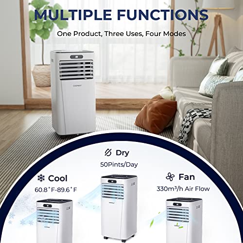 COSTWAY Portable Conditioner, 10000BTU Air Cooler with Drying, Fan, Sleep Mode, 24H Timer Function, Remote Control, Cools Room up to 350 Sq. ft, for Home & Office Use, Window Kit Included, White - Image 3