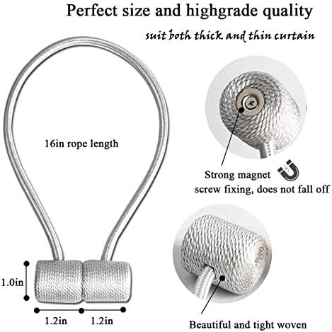 HoHnH Magnetic Curtain Tiebacks- Upgrade 2020 Convenient Drape Tie Backs Decorative Handmade Rope Holdback Strong Magnetic Holder for Small, Thin or Sheer Window Treatment (Navy Blue, 2)