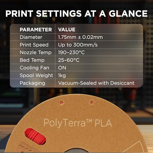 Image of Polymaker Matte PLA Filament Matte Lava Red 1.75mm 3kg 3D Printing Filament, PolyTerra 3D Printer PLA Filament