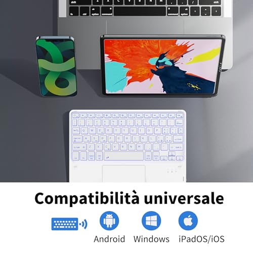 Teclado Bluetooth inalámbrico con touchpad integrado CACOE retroiluminado blanco 2