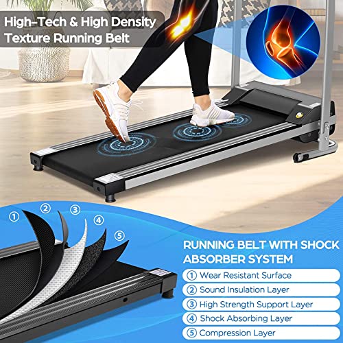 Electric Folding Treadmill with Incline for Home with LCD Monitor,Pulse Grip and Safe Key Motorized Running Jogging Walking Exercise Machine Space Saving for Home Gym Easy Assembly