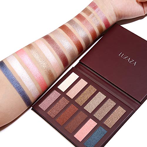 Luxaza Neutral Nudes Makeup Eyeshadow Palette Brown Metallic, Warm Natural Bronze Copper Pearl Shimmer Satin Eye Shadow, Highly Pigmented Makeup Palette #TOP2