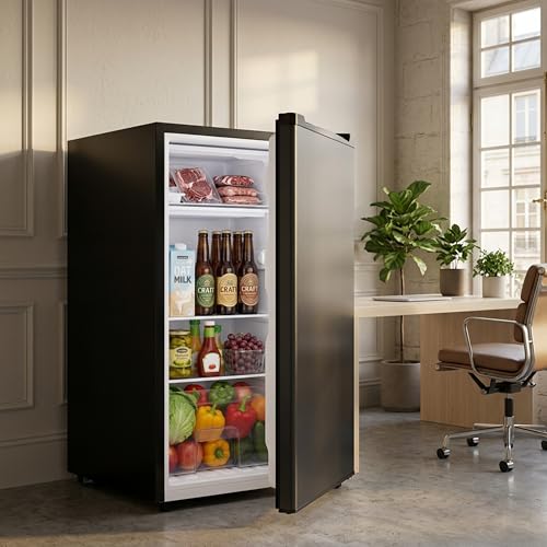 Image of 3.2 Cu.Ft Mini Fridge with Freezer, 1 Door Small Refrigerator with Adjustable Thermostat Energy-efficient Low Noise, Compact Fridge for Bedroom, Office, Dorm, Black