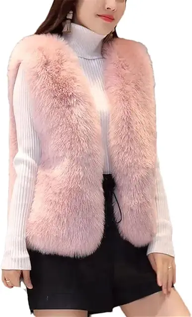 Gilet en Fausse Fourrure Chaud Femme Automne Hiver - Veste Imitation Fourrure