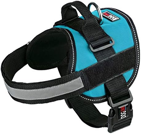 Dog Harness, Reflective No-Pull Adjustable Vest with Handle for Walking, Training, Service Breathable No - Choke Harness for Small, Medium or Large Dogs Room for Patches Girth 18 to 25 in Turquoise