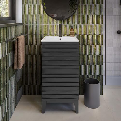 Image of Swiss Madison Cascade 18 inch Bathroom Vanity in Black