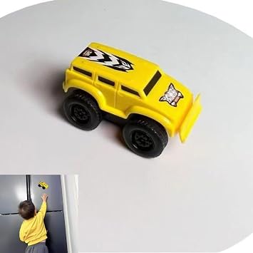 sanjimida Inertial Driven Anti Gravity Climbing on Iron Objects, car Toys Yellow