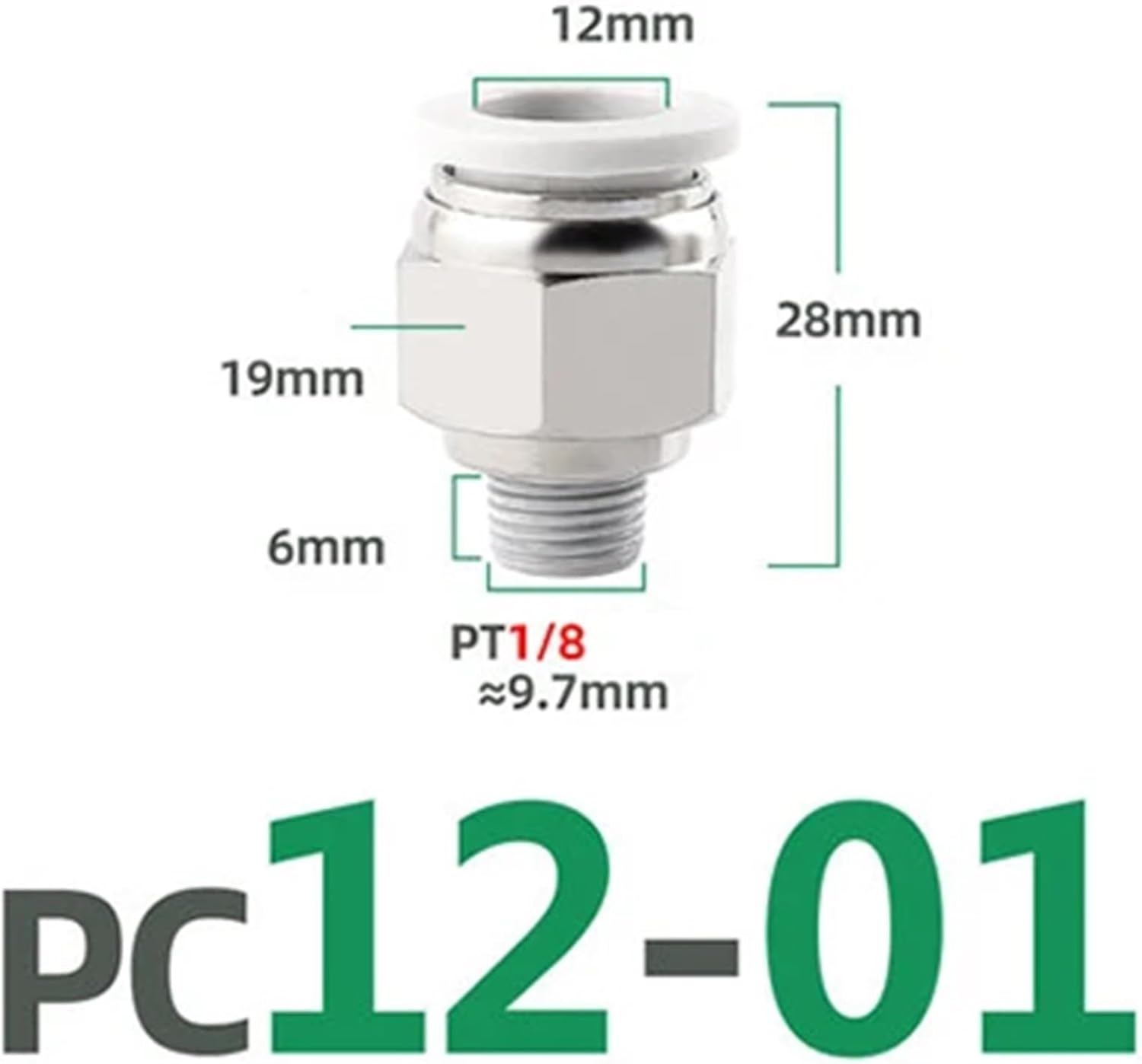 1pcs PC pneumatic connector hose trachea 6 8 10 12mm quick connector white male thread 1/4" 1/2" 1/8" 3/8" M5 copper quick connector(PC12-01)
