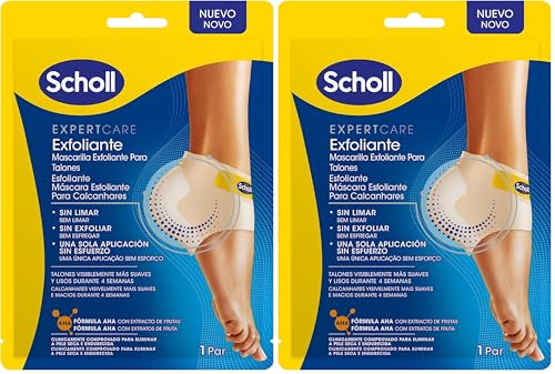 Dr. Scholl's Expert Care Mascarilla Exfoliante para Talones - Clinicamente comprovado para eliminar a pele seca e endurecida - 1 par (Paquete de 2)