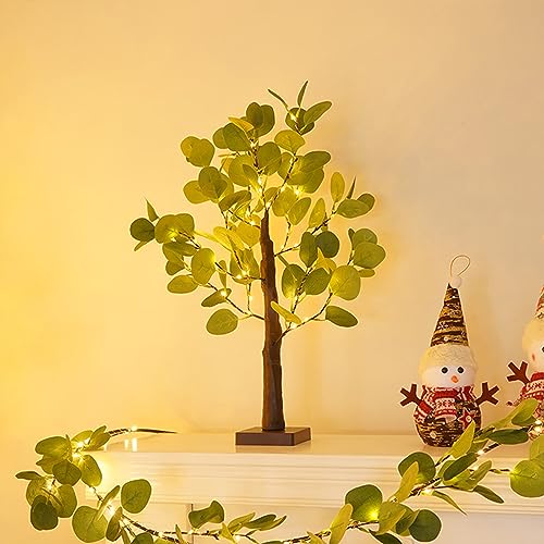 23.6in Eucalyptus Artificial Trees Indoor with 36 LED Lights Fall Decor - image 5