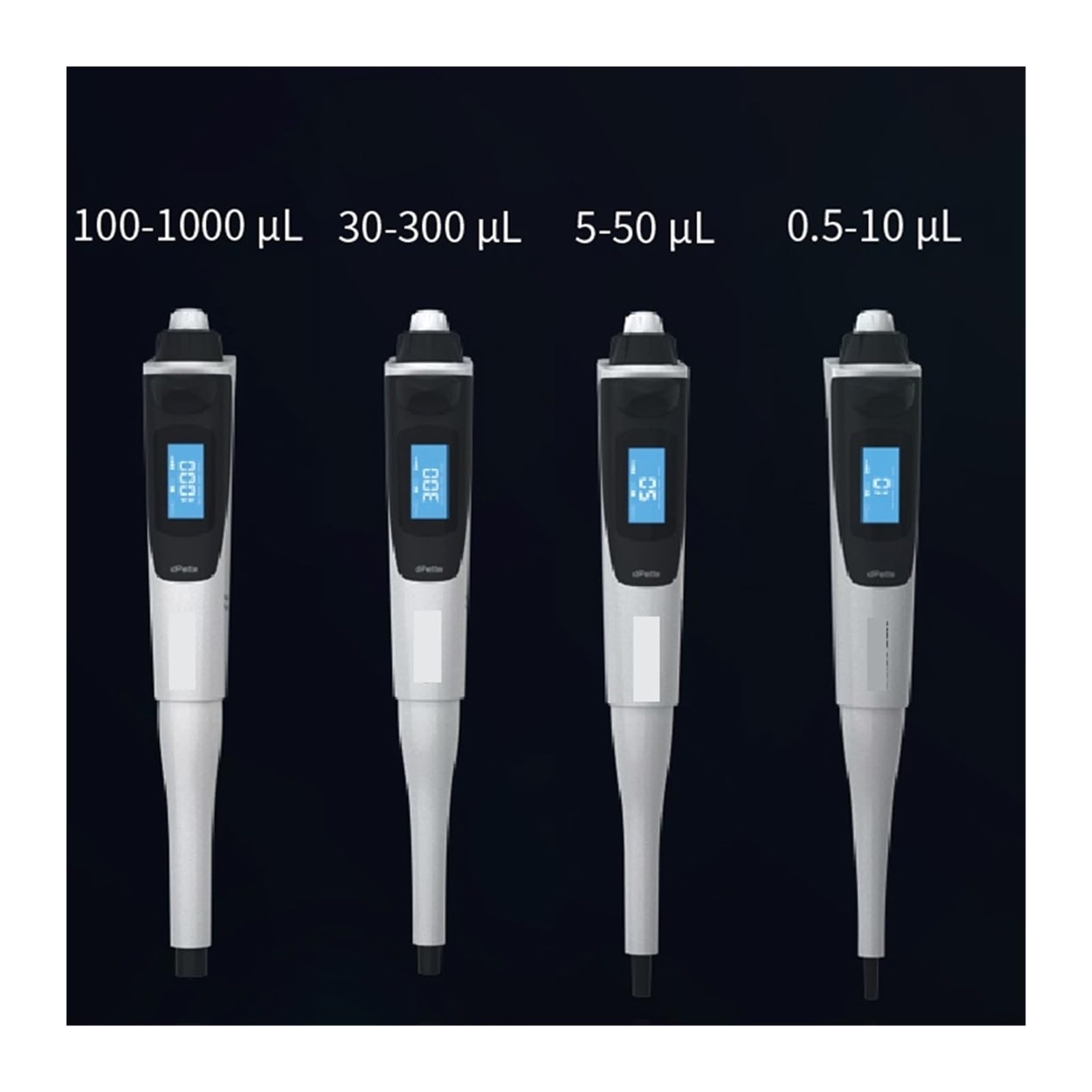 Pipetta elettronica 0.5-10ul/5-50ul/30-300ul/100-1000ul, volume regolabile, micropipetta da laboratorio per laboratorio, ricerca scientifica