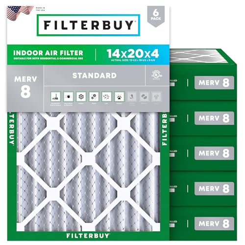 Filterbuy 14x20x4 MERV 8 Pleated Air Filter (6-Pack) — 13.50 x 19.50 x 3.63