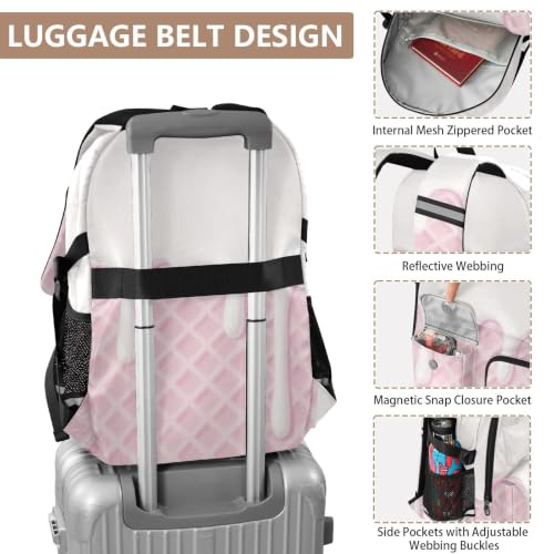 Mochila para portátiles ligera de 44.5 cm con correas acolchadas y estampado de cuadros rosa 4