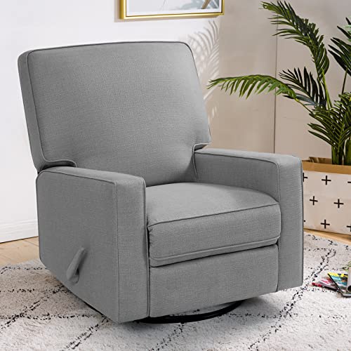 Image of COOSLEEP Large Swivel Rocker Recliner Chair with 27-inch disc, Nursery Glider Chair, Nursery Rocking Chairs, Manual Reclining Chair (Light Grey)