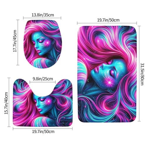 Juego de 3 alfombras de baño UV de microfibra con funda de inodoro y alfombrilla 3