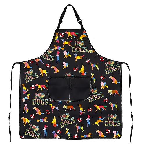 BNQL Cute Dog Apron - Waterproof & Cooking Apron for Dog Groomer & Trainer Gifts, dogs make me happy apron - Image 4