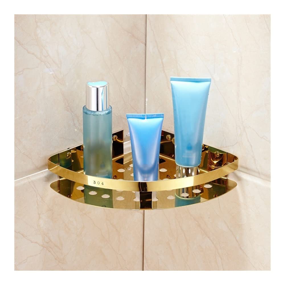 Shower Shelf Racks Wall Mounted Corner Shelf with Hooks Polished Gold Stainless Steel Bathroom Shower Accessories Kitchen Organizer