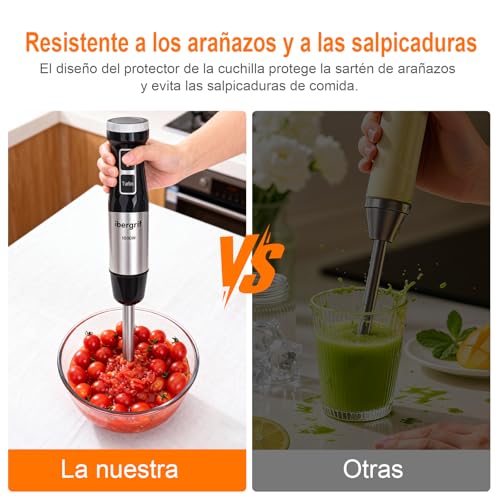 Batidora de mano Ibergrif de acero inoxidable con selector de velocidad progresivo y 1000W 5